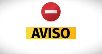 Imagem com fundo branco, a palavra "Aviso" e um sinalizador em vermelho