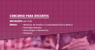 Imagem lilás com informações a respeito do concurso para professores