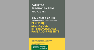 Cartaz do evento, aplicado em fundo cinza