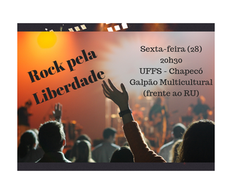 cartaz com imagem de uma plateia num show e informações do evento