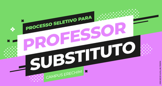 imagem com fundo metade roxo e metade verde e escrito processo seletivo de professor substituto