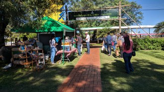 Foto mostra o stand na Vitrine Tecnológica de Agroecologia no Show Rural Coopavel 2022.