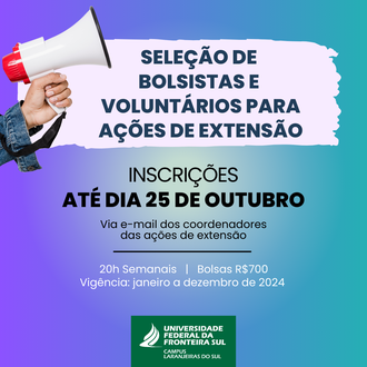 Card seleção de bolsistas e voluntários para ações de extensão - Campus Laranjeiras do Sul.