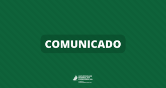 Ilustração com fundo em tons de verde. No centro a palavra "Comunicado".