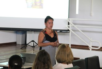 Ilda Cornélio durante a defesa da dissertação, realizada no dia 31 de agosto