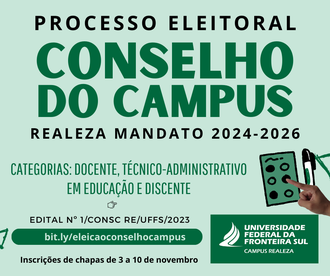 Divulgação de Processo eleitoral para representantes no Conselho do Campus Realeza