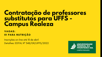 Campus Realeza contrata professor substituto da área de Nutrição