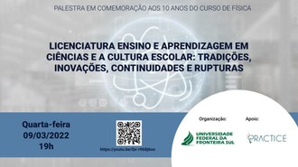 Cartaz convidando para palestra em comemoração aos 10 anos do Curso de Física