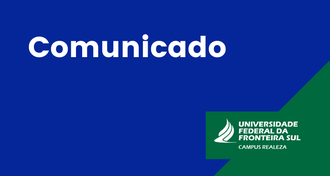 Imagem escrita comunicado com logo da universidade