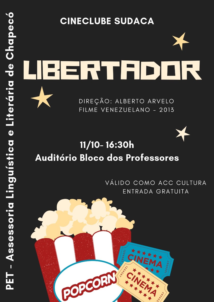 Cartaz com informações sobre a exibição de filme