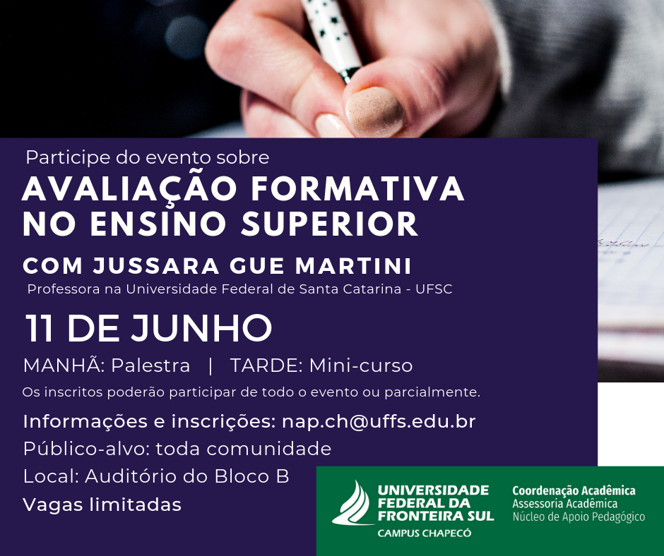 Cartaz com informações sobre o evento Avaliação formativa no Ensino superior
