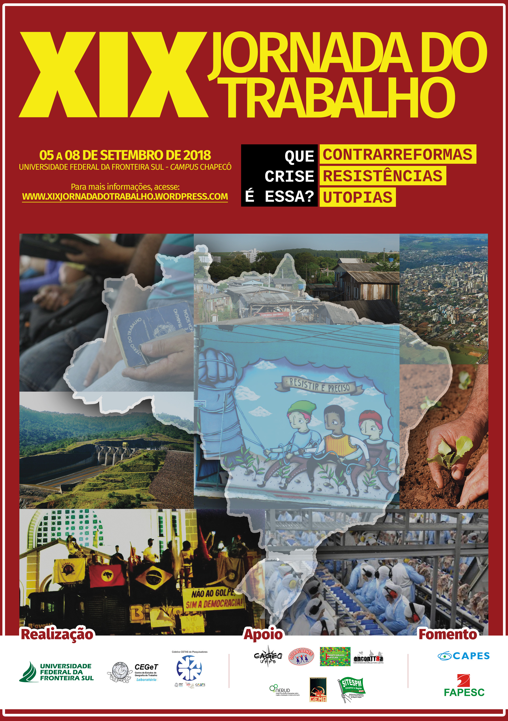 Cartaz com informações sobre a XIX jornada do Trabalho