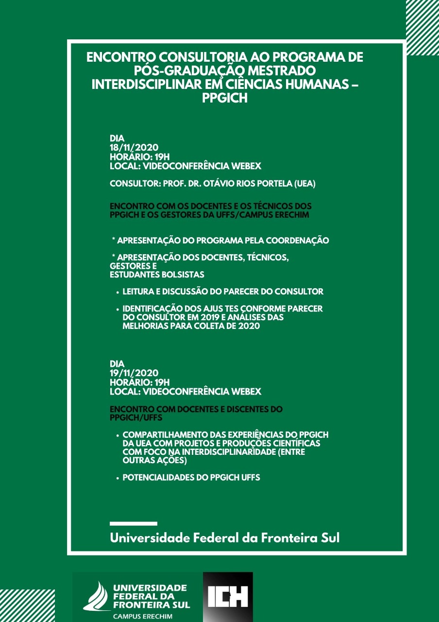 Consultoria ao Programa de Pós-graduação Mestrado Interdisciplinar em Ciências Humanas – PPGICH