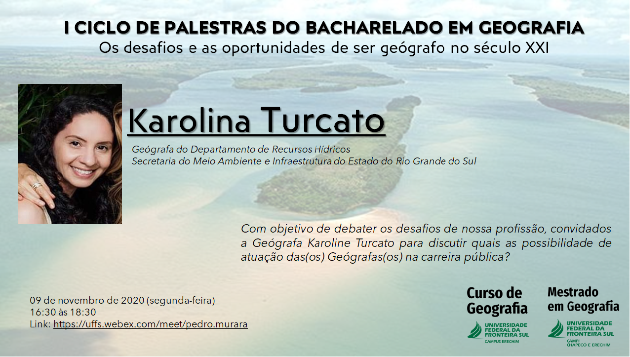 I CICLO DE PALESTRAS DO BACHARELADO EM GEOGRAFIA