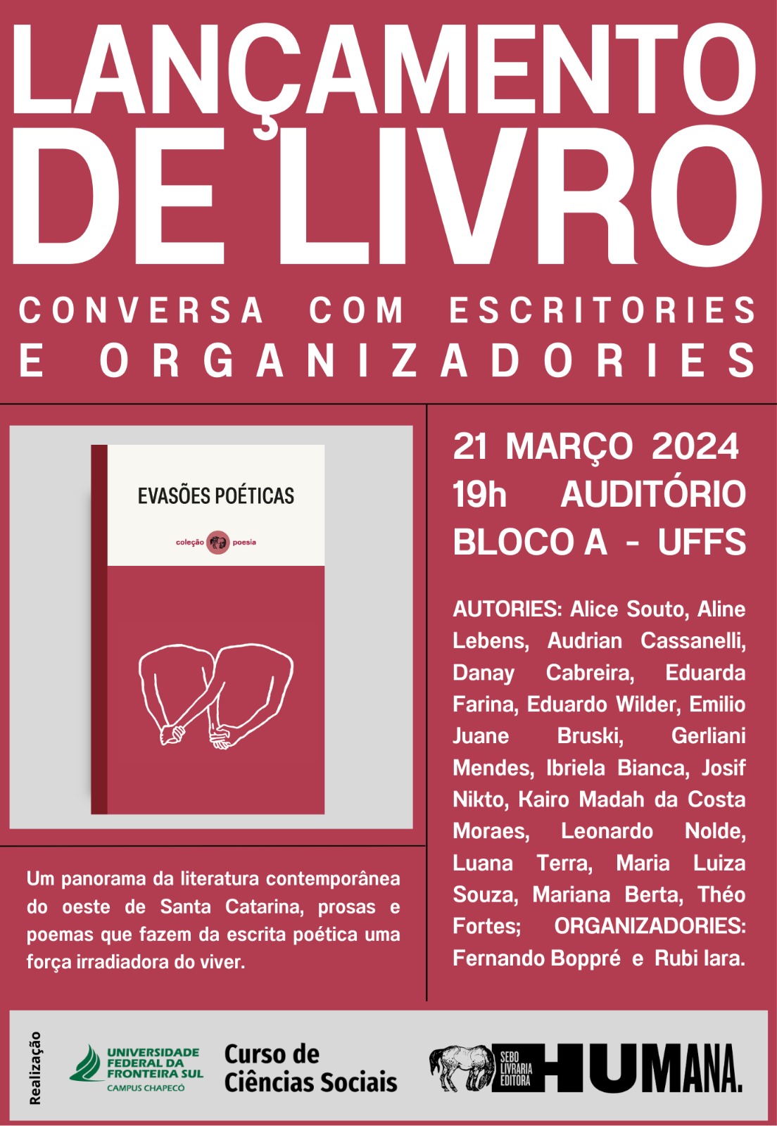 Lançamento do livro Evasões Poéticas