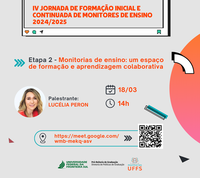 Segunda etapa da Jornada de Monitorias: Monitorias de ensino: um espaço de formação e aprendizagem colaborativa