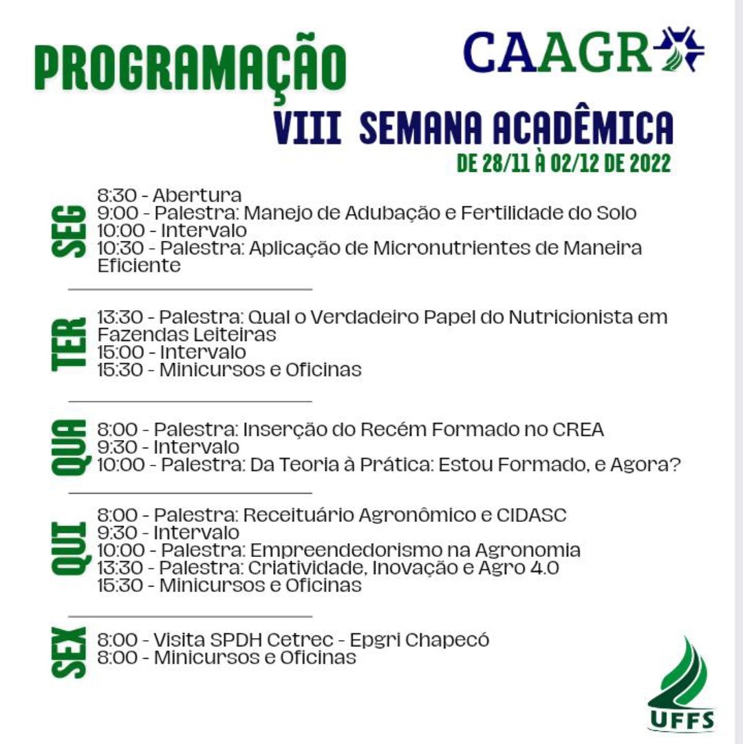 SEMANA ACADÊMICA DA AGRONOMIA - OS DESAFIOS DO AGRÔNOMO RECÉM FORMADO
