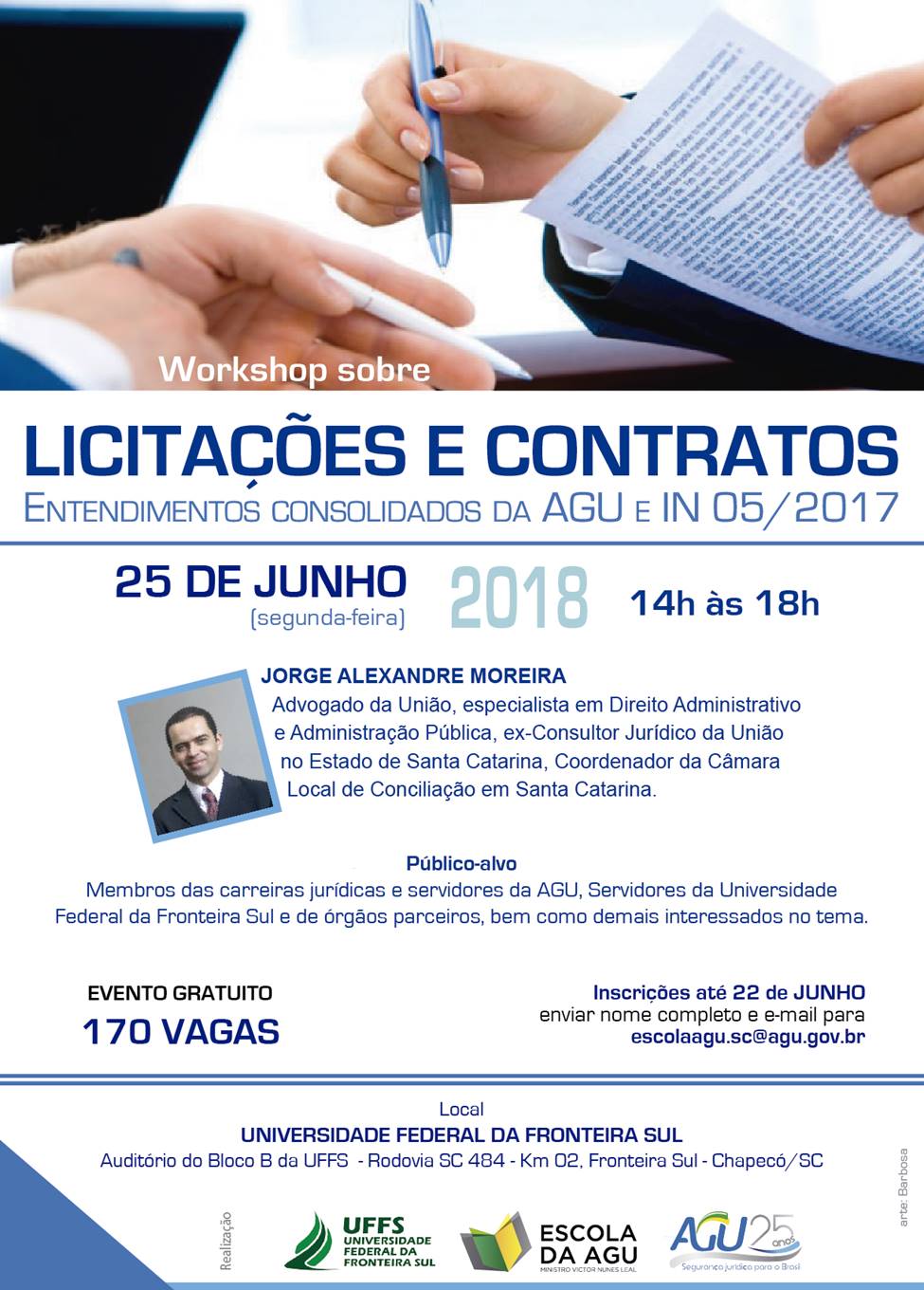 Cartaz com informações sobre palestra com advogado da União